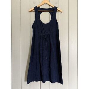 Relax Tommy Bahama Dress M Medium Navy Blue Sleeveless Keyhole Back Cotton Slub